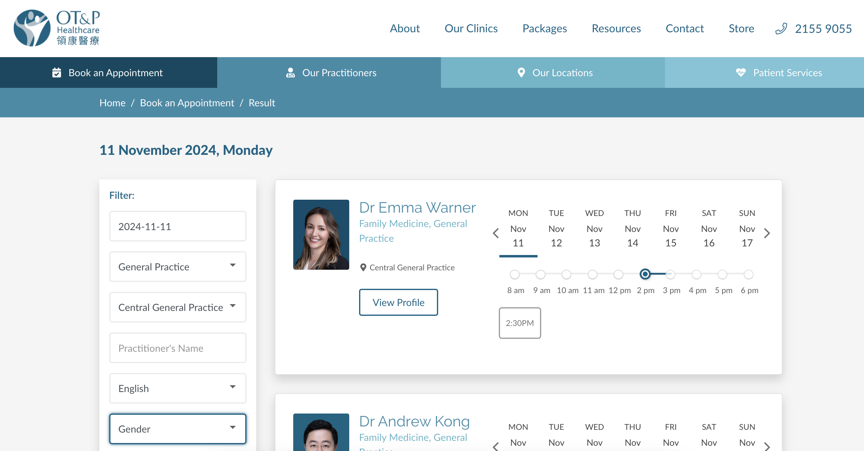 OT&P Patient booking platform